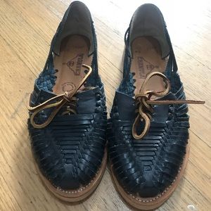 Madewell Chamula Blue leather lace huaraches 8
